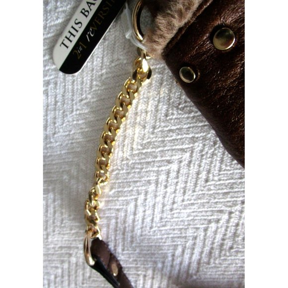 Urban Expressions Tan-Savannah Vegan Purse Reversible /Pouch NWT Gold Adj. Strap - Picture 6 of 16